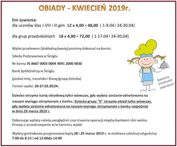 obiady kwiecień