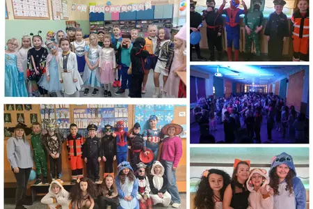 dzieci na zabawie karnawałowej